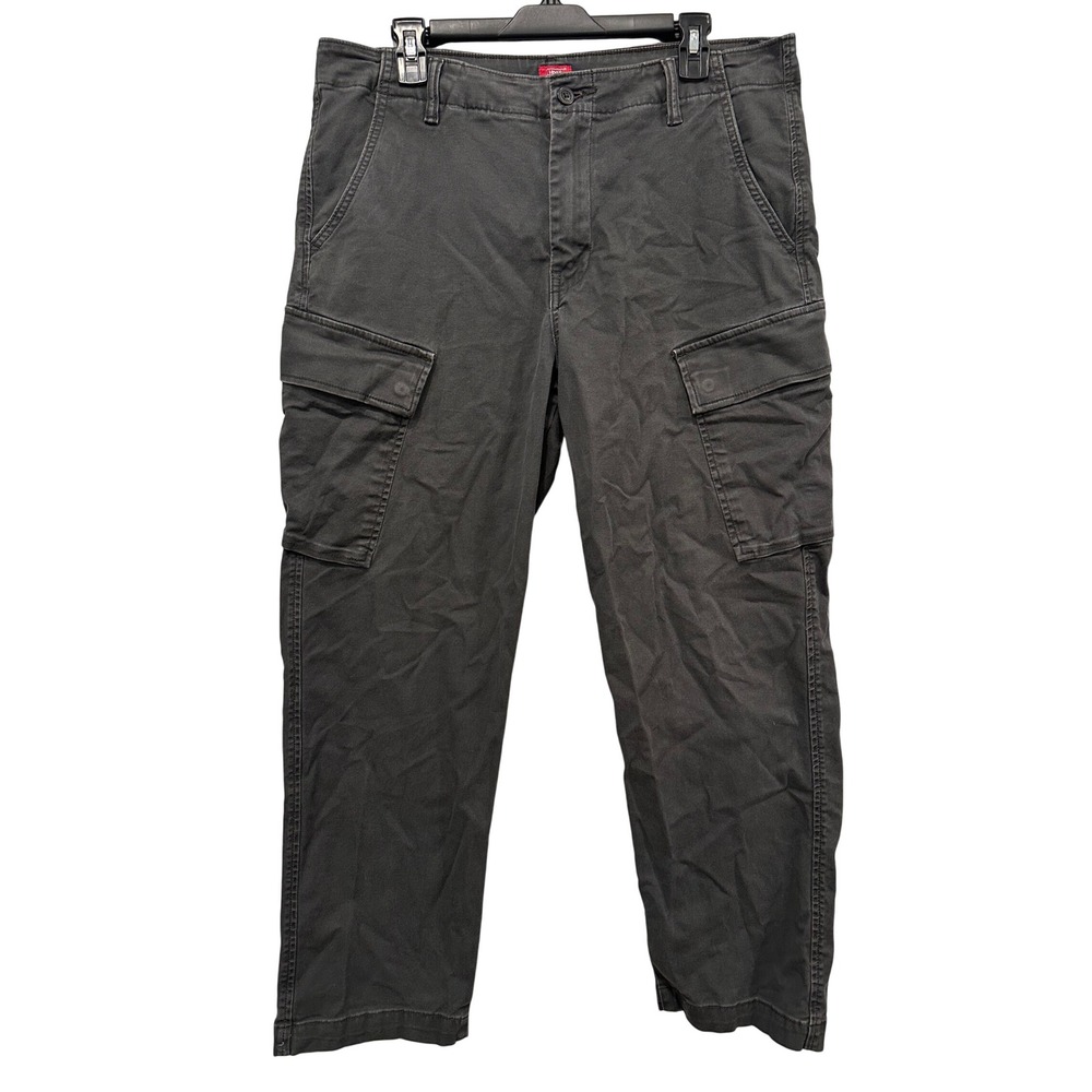 Levis XX Cargo Taper Pants Mens 34x30 Charcoal Grey Stretch Cotton 39441-0001